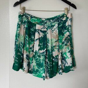 Anthropology Elevenses Misses Kadu Green Floral Skort Pleated Shorts size 6